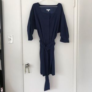 3/4 Sleeve Square Neck Belted Dress